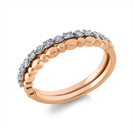Ring 18 kt RG, Fassung rhodiniert, 15 Brill. 0,24 ct, TW-si