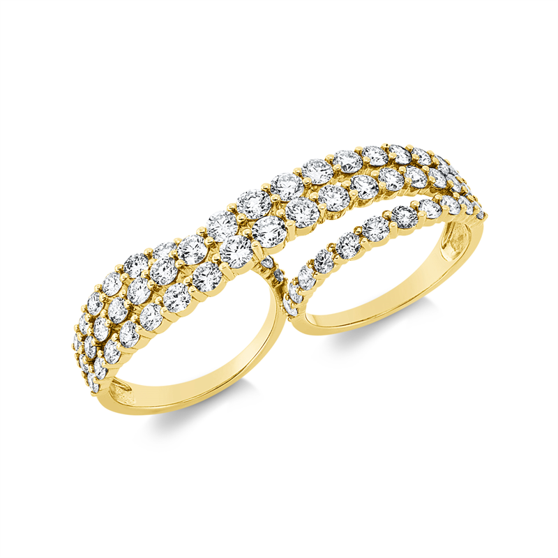 Ring 18 kt GG, 42 Brill. 2,23 ct, TW-si, 14 Brill. 1,51 ct, TW-si