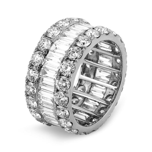 Ring 18 kt WG, 42 Brill. 4,52 ct, TW-si, 32 Bag. 3,66 ct, TW-si
