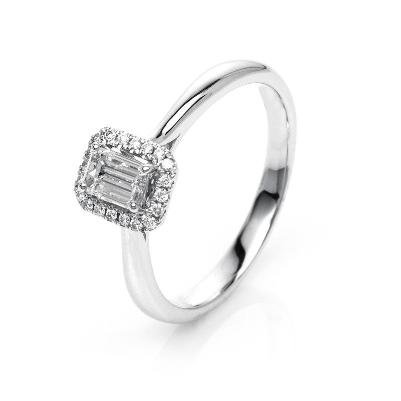 Ring 18 kt WG, 1 Sm.schliff 0,51 ct, TW-si, 24 Brill. 0,10 ct, TW-si