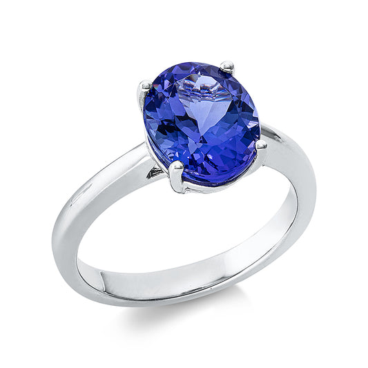 Ring 18 kt WG, 1 Tansanit 3,52 ct blau