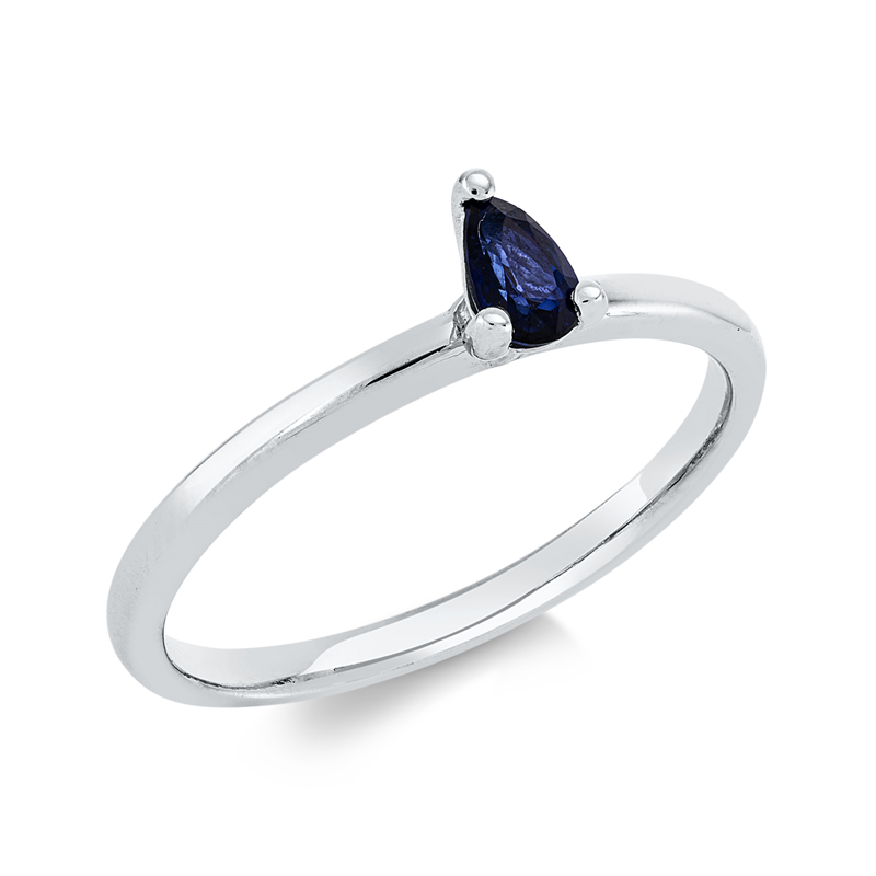 Ring 18 kt WG, 1 Saphir 0,31 ct blau