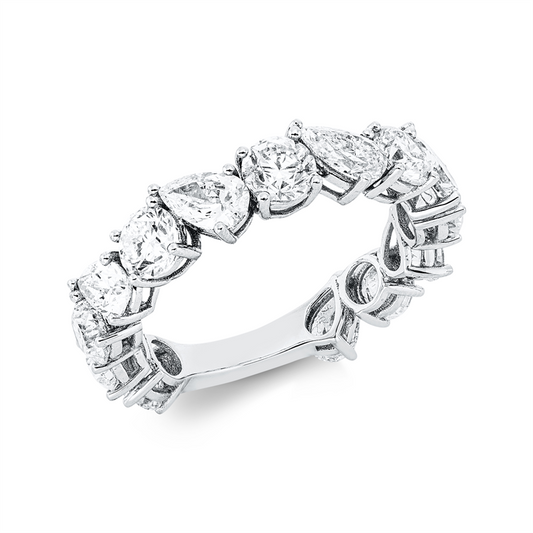 Ring 18 kt WG, 7 Tropfen 1,68 ct, D/F-si, 7 Brill. 2,10 ct, TW-si