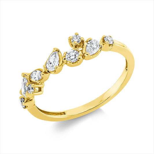 Ring 18 kt GG, 1 Nav. 0,03 ct, TW-vsi, 3 Tropfen 0,19 ct, TW-vsi, 5 Brill. 0,13 ct, TW-si