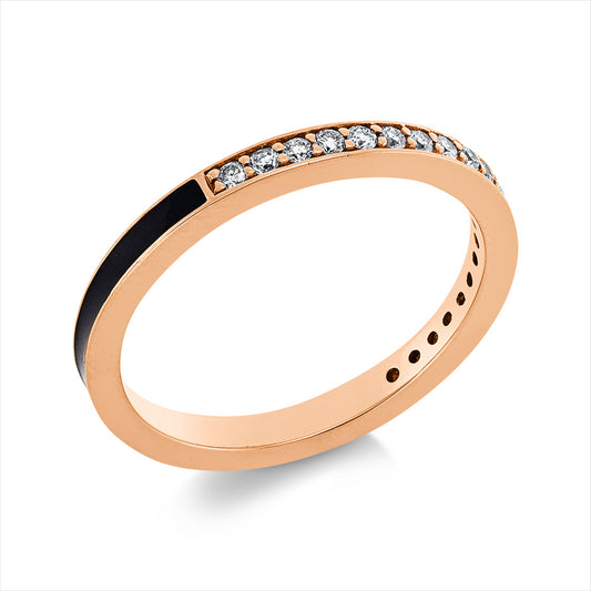 Ring 18 kt RG, 20 Brill. 0,19 ct, TW-si, 1 Emaille schwarz
