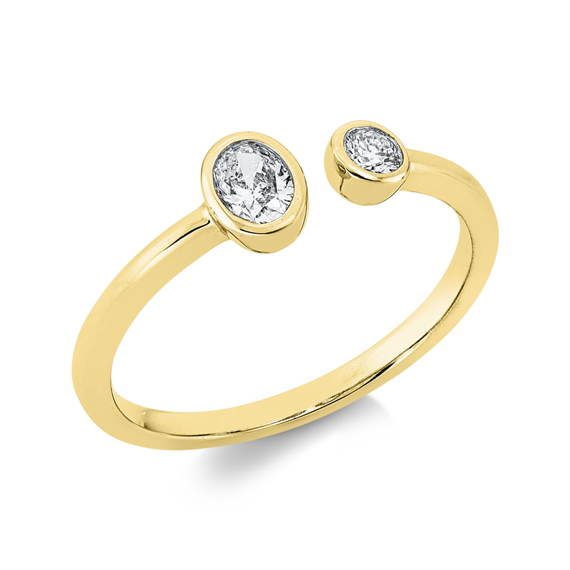 Ring 18 kt GG, 1 Oval 0,19 ct, TW-si, 1 Brill. 0,07 ct, TW-si