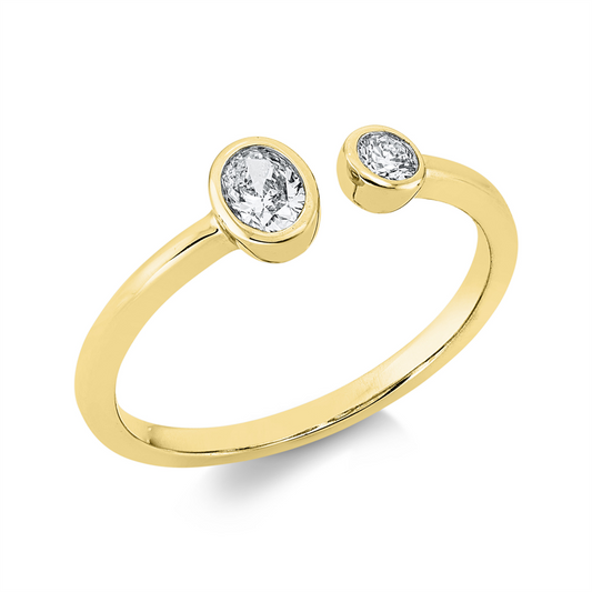 Ring 18 kt GG, 1 Oval 0,20 ct, TW-si, 1 Brill. 0,07 ct, TW-si