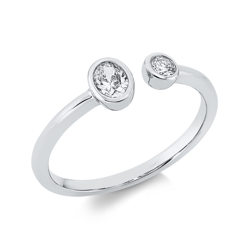 Ring 18 kt WG, 1 Oval 0,19 ct, TW-vsi/si, 1 Brill. 0,06 ct, TW-si