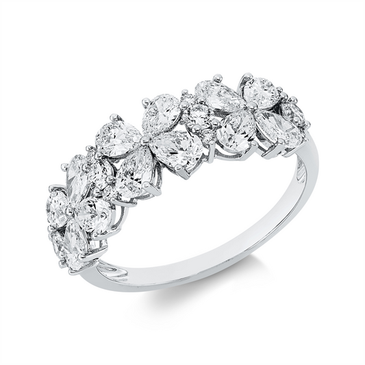 Ring 18 kt WG, 12 Tropfen 1,55 ct, TW-si, 12 Brill. 0,27 ct, TW-si