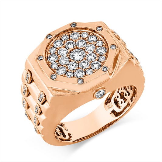 Ring 18 kt RG, mattiert, 25 Brill. 0,66 ct, TW-si, 1 Brill. 0,11 ct, TW-si, 40 Brill. 0,13 ct, TW-si