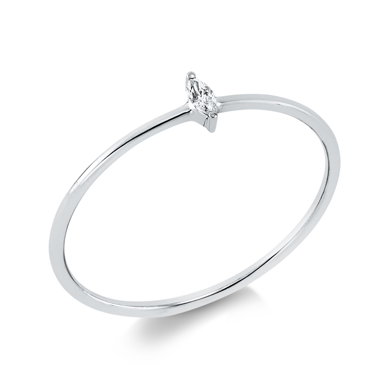 Ring 18 kt WG, 1 Nav. 0,03 ct, TW-si