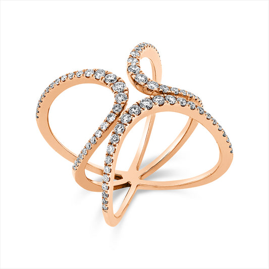 Ring 18 kt RG, 79 Brill. 0,58 ct, TW-si