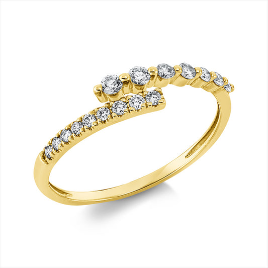 Ring 14 kt GG, 16 Brill. 0,24 ct, W-pi