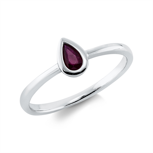 Ring 18 kt WG, 1 Rubin 0,25 ct rot