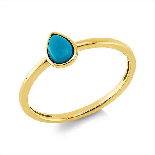 Ring 18 kt GG, 1 Türkis 0,07 ct blau