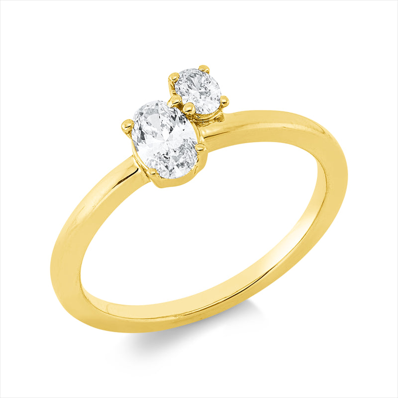 Ring 18 kt GG, 2 Oval 0,43 ct, TW-si