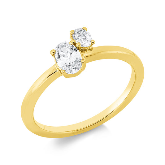 Ring 18 kt GG, 2 Oval 0,43 ct, TW-si