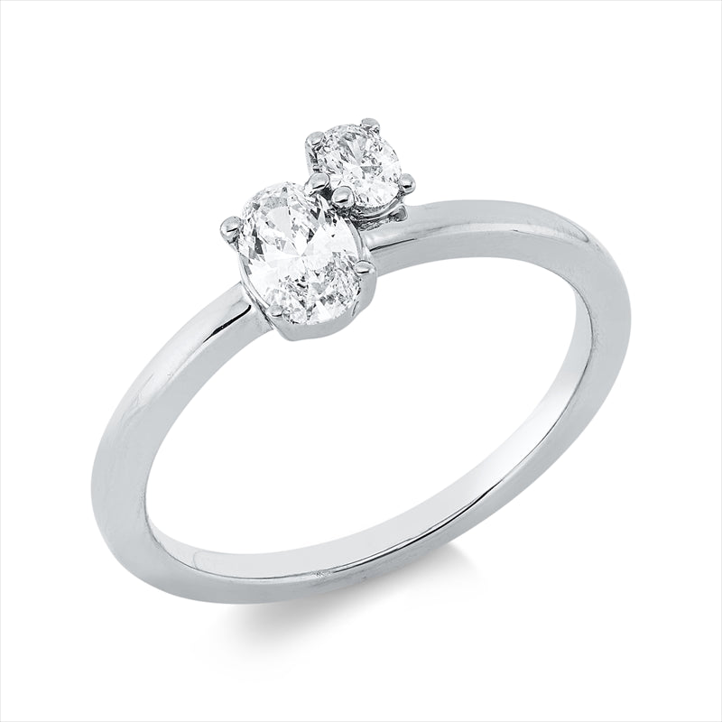 Ring 18 kt WG, 2 Oval 0,43 ct, TW-si
