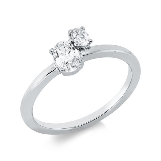Ring 18 kt WG, 2 Oval 0,43 ct, TW-si