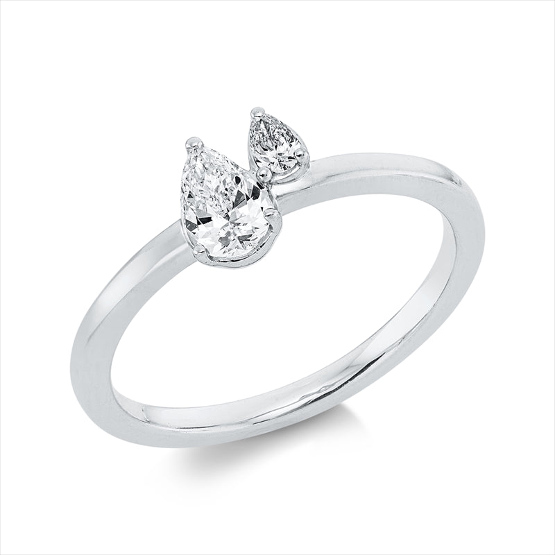 Ring 18 kt WG, 2 Tropfen 0,36 ct, TW-si