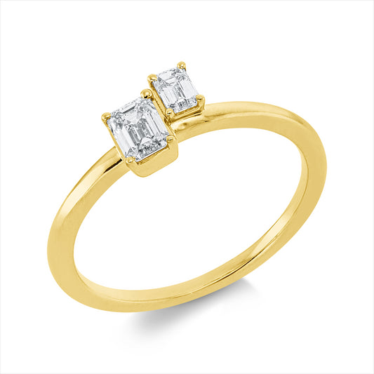 Ring 18 kt GG, 2 Sm.schliff 0,42 ct, TW-si