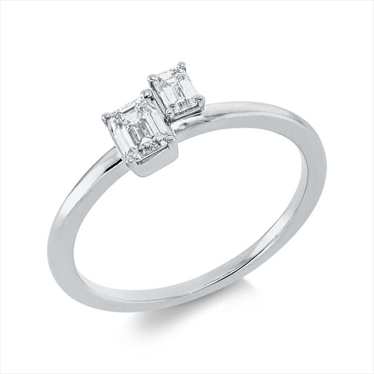 Ring 18 kt WG, 2 Sm.schliff 0,44 ct, TW-si