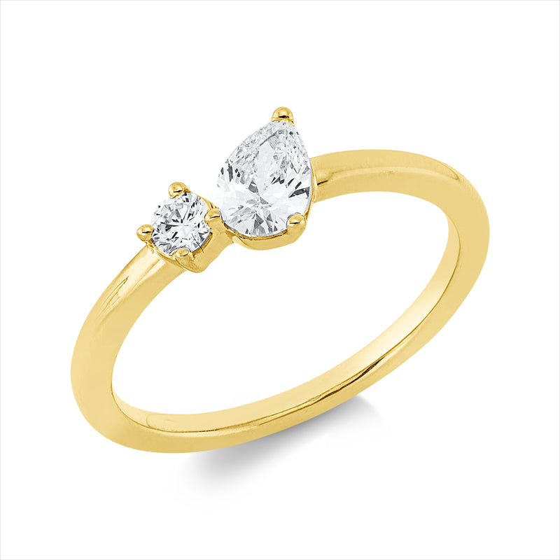 Ring 18 kt GG, 1 Brill. 0,09 ct, TW-si, 1 Tropfen 0,35 ct, TW-si