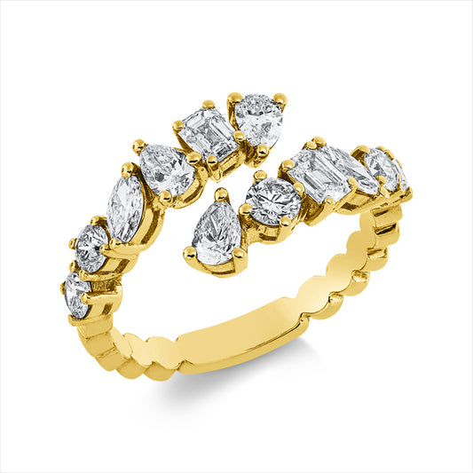 Ring 18 kt GG, 2 Nav. 0,22ct, F-si, 3 Tropfen 0,37ct, F-si, 2 Sm.schliff 0,31ct, F-si, 5 Brill. 0,47ct, F-si