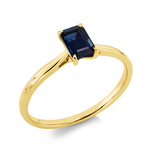 Ring 18 kt GG, 1 Saphir 0,76 ct blau