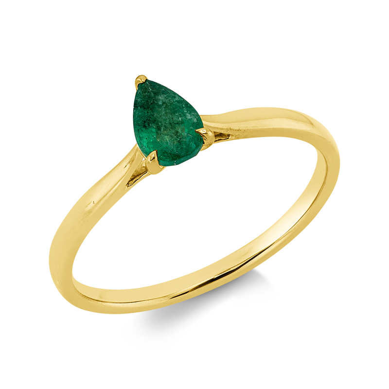 Ring 18 kt GG, 1 Smaragd 0,38 ct grün