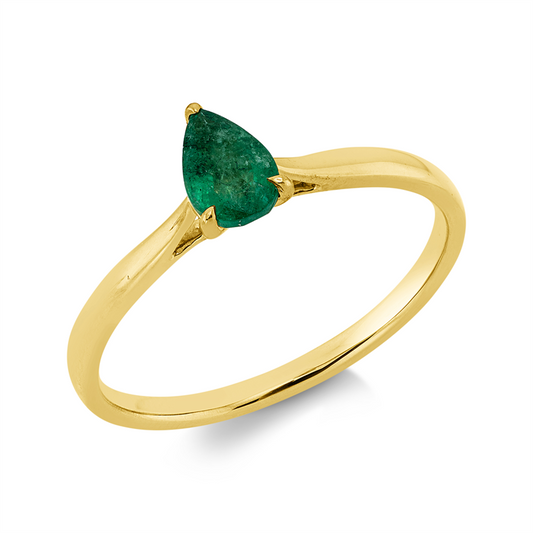 Ring 18 kt GG, 1 Smaragd 0,37 ct grün