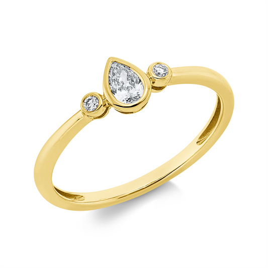 Ring 18 kt GG, 1 Tropfen 0,14 ct, TW-si, 2 Brill. 0,03 ct, TW-si