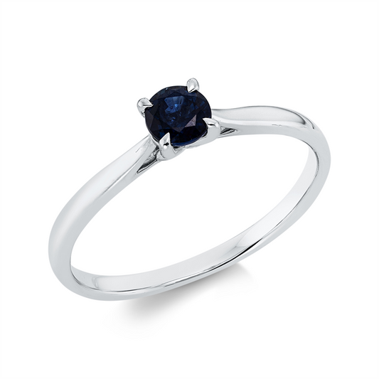 Ring 18 kt WG, 1 Saphir 0,37 ct blau