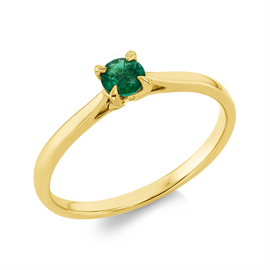 Ring 18 kt GG, 1 Smaragd 0,24 ct grün
