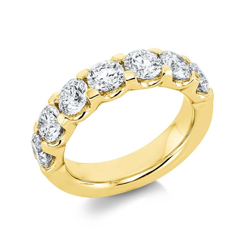 Ring 18 kt GG, 7 GIA's, 1 Brill. 0,40 ct, F-vsi, 6 Brill. 2,40 ct, TW-vsi