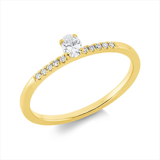 Ring 18 kt GG, 1 Oval 0,16 ct, TW-si, 10 Brill. 0,05 ct, TW-si
