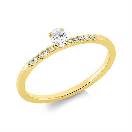 Ring 18 kt GG, 1 Oval 0,14 ct, TW-si, 10 Brill. 0,05 ct, TW-si