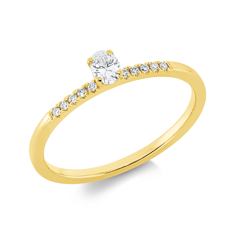 Ring 18 kt GG, 1 Oval 0,17 ct, TW-si, 10 Brill. 0,06 ct, TW-si