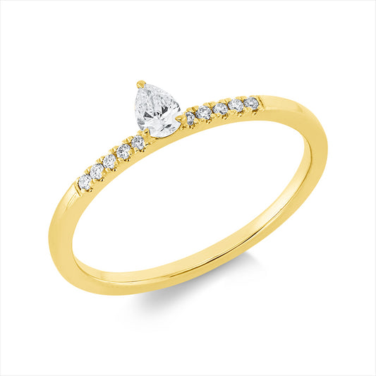 Ring 18 kt GG, 1 Tropfen 0,13 ct, TW-si, 10 Brill. 0,05 ct, TW-si