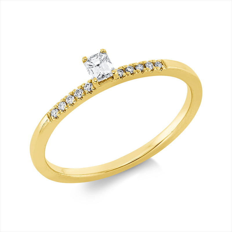 Ring 18 kt GG, 1 Sm.schliff 0,14 ct, TW-si, 10 Brill. 0,05 ct, TW-si