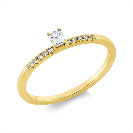 Ring 18 kt GG, 1 Sm.schliff 0,14 ct, TW-si, 10 Brill. 0,05 ct, TW-si