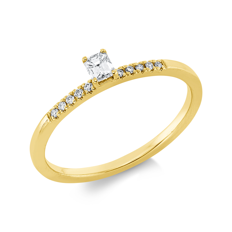 Ring 18 kt GG, 1 Sm.schliff 0,14 ct, TW-si, 10 Brill. 0,05 ct, TW-si
