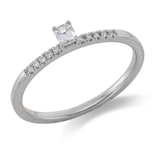 Ring 18 kt WG, 1 Sm.schliff 0,14 ct, TW-si, 10 Brill. 0,05 ct, TW-si