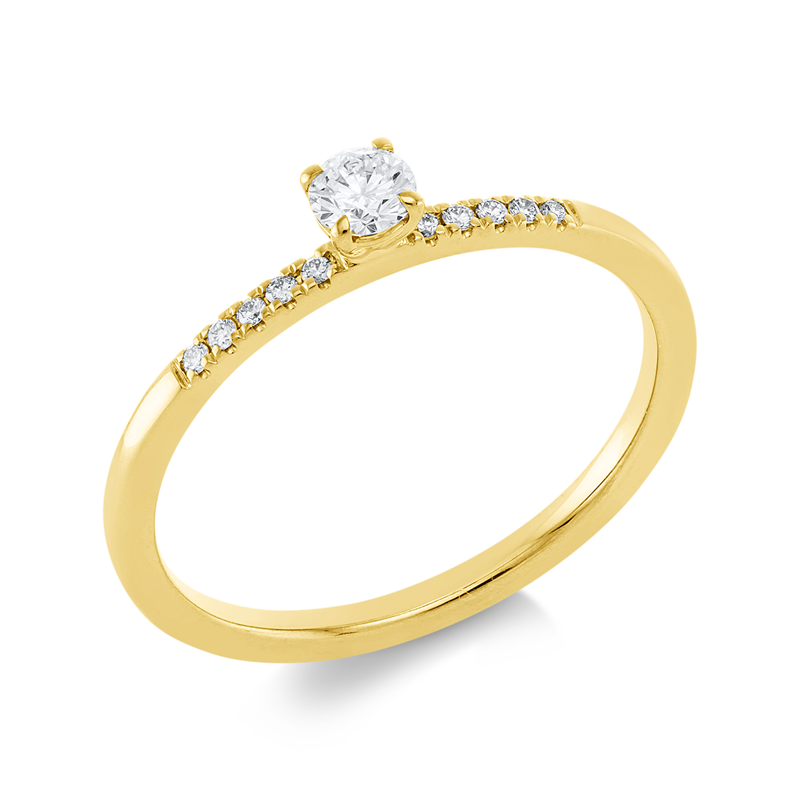 Ring 18 kt GG, 1 Brill. 0,14 ct, TW-si, 10 Brill. 0,05 ct, TW-si