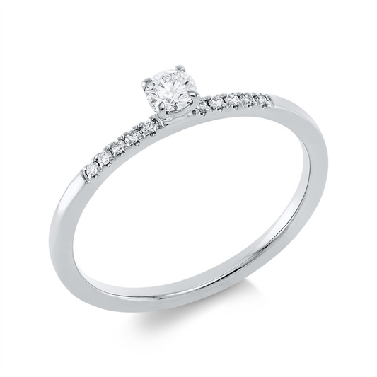 Ring 18 kt WG, 1 Brill. 0,15 ct, TW-si, 10 Brill. 0,05 ct, TW-si