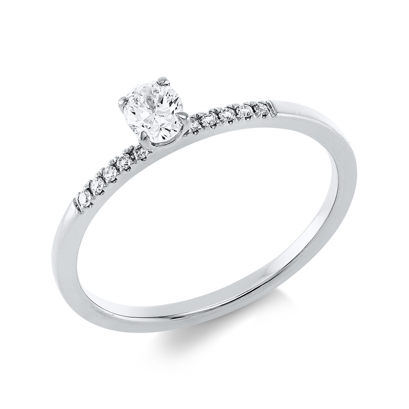 Ring 18 kt WG, 1 Oval 0,23 ct, TW-si, 10 Brill. 0,05 ct, TW-si