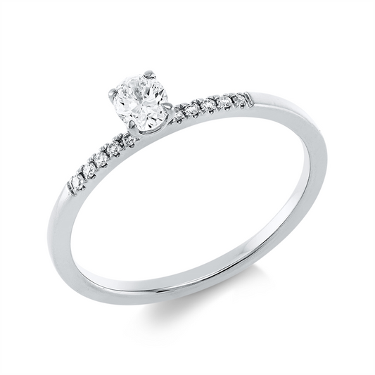 Ring 18 kt WG, 1 Oval 0,23 ct, TW-si, 10 Brill. 0,05 ct, TW-si