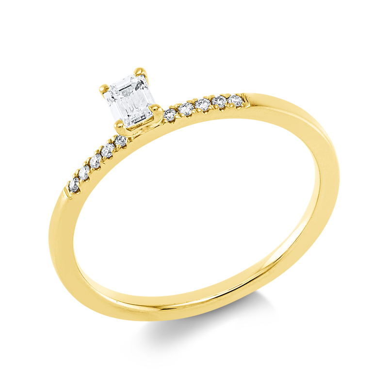 Ring 18 kt GG, 1 Sm.schliff 0,22 ct, TW-si, 10 Brill. 0,05 ct, TW-si