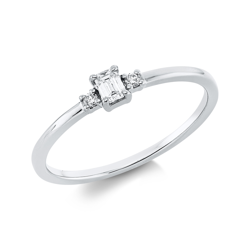 Ring 18 kt WG, 1 Sm.schliff 0,10 ct, TW-si, 2 Brill. 0,03 ct, TW-si