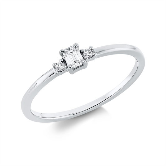 Ring 18 kt WG, 1 Sm.schliff 0,11 ct, TW-si, 2 Brill. 0,03 ct, TW-si